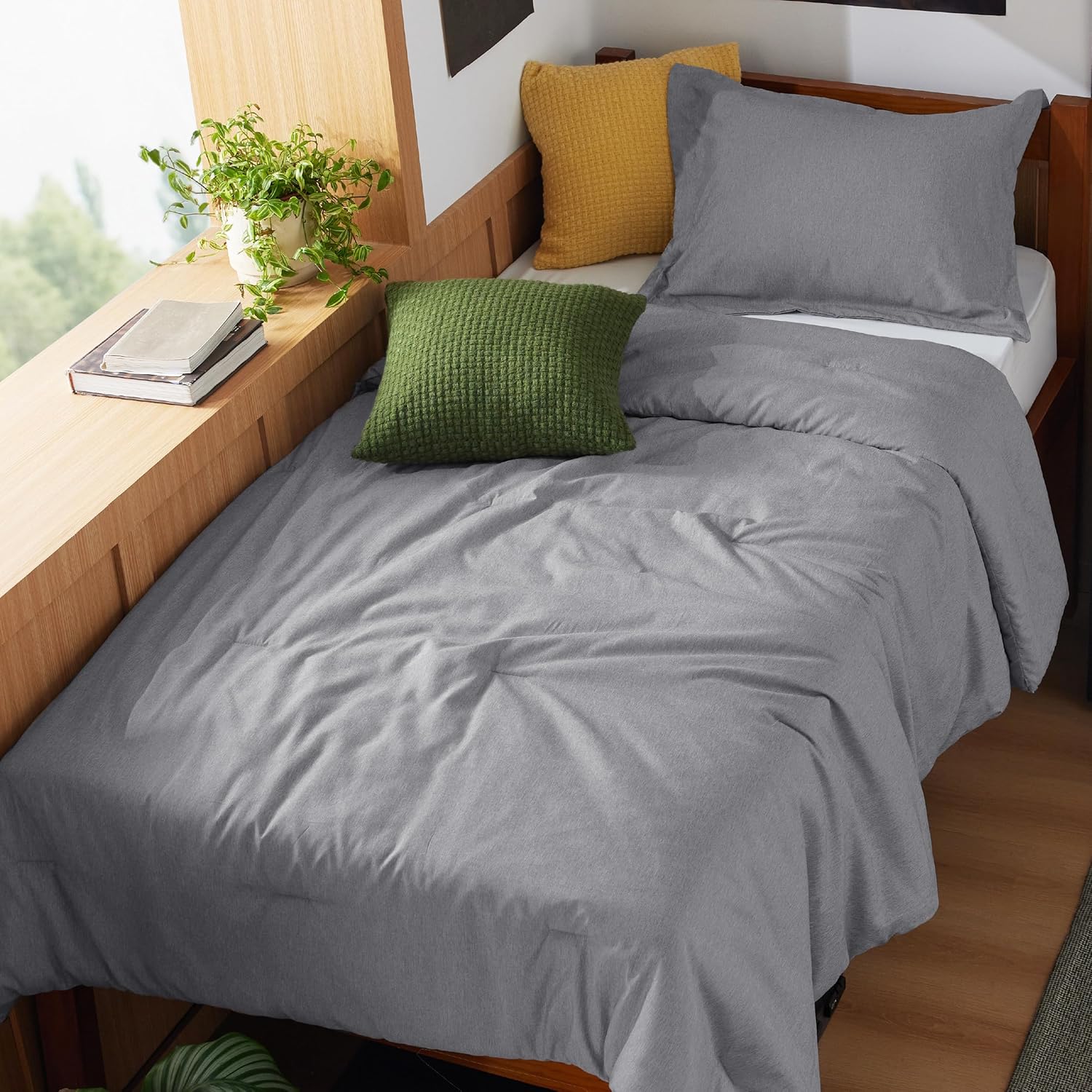 Bedsure Twin/Twin XL Comforter Set for All Seasons in Dark Grey