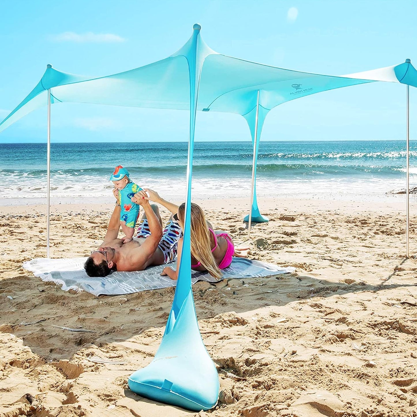 SUN NINJA UPF50+ Beach Tent with Bonus Essentials