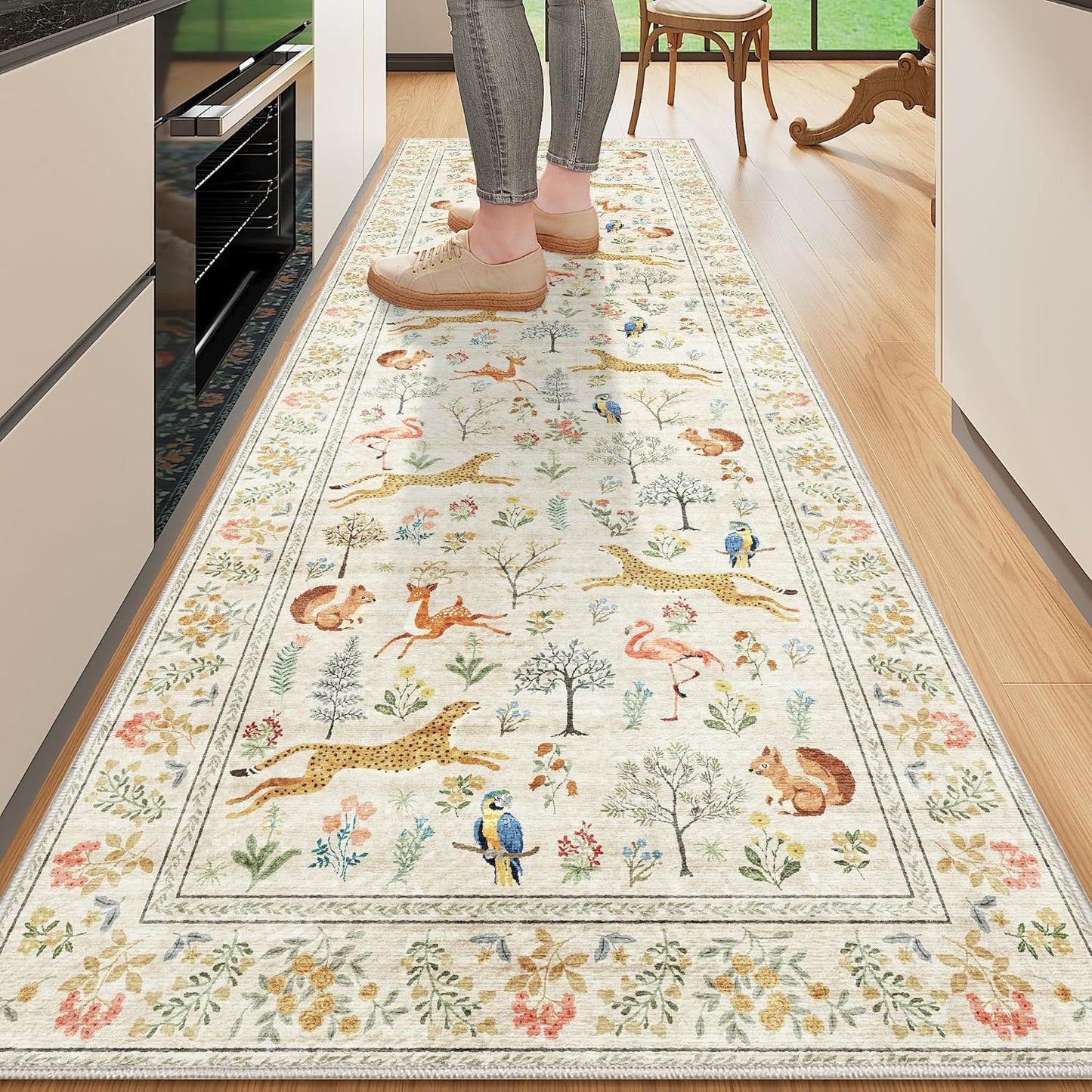 DUKINO 2.6x8 Washable Kitchen Runner Rug with Non Slip Backing