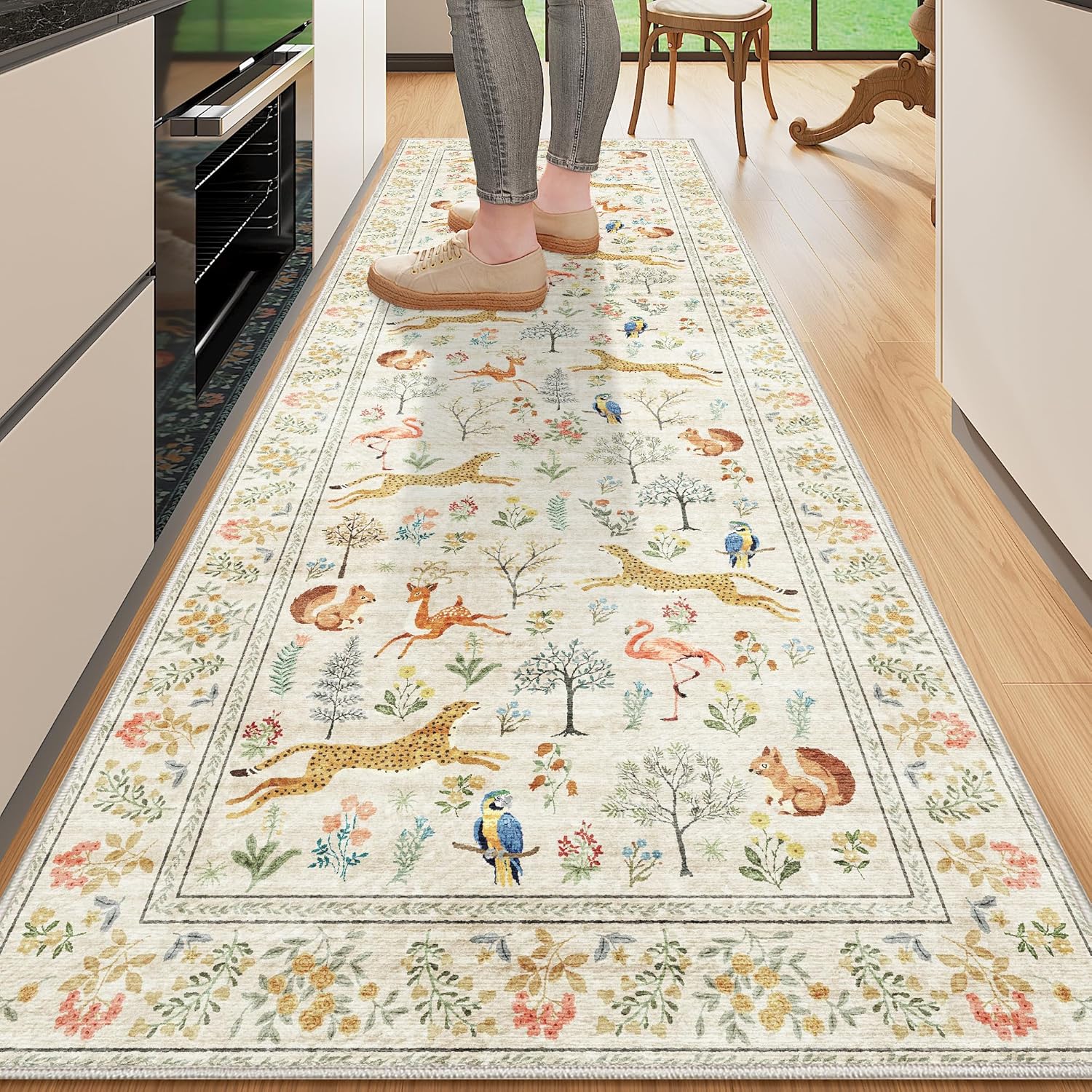 DUKINO 2.6x8 Washable Kitchen Runner Rug with Non Slip Backing