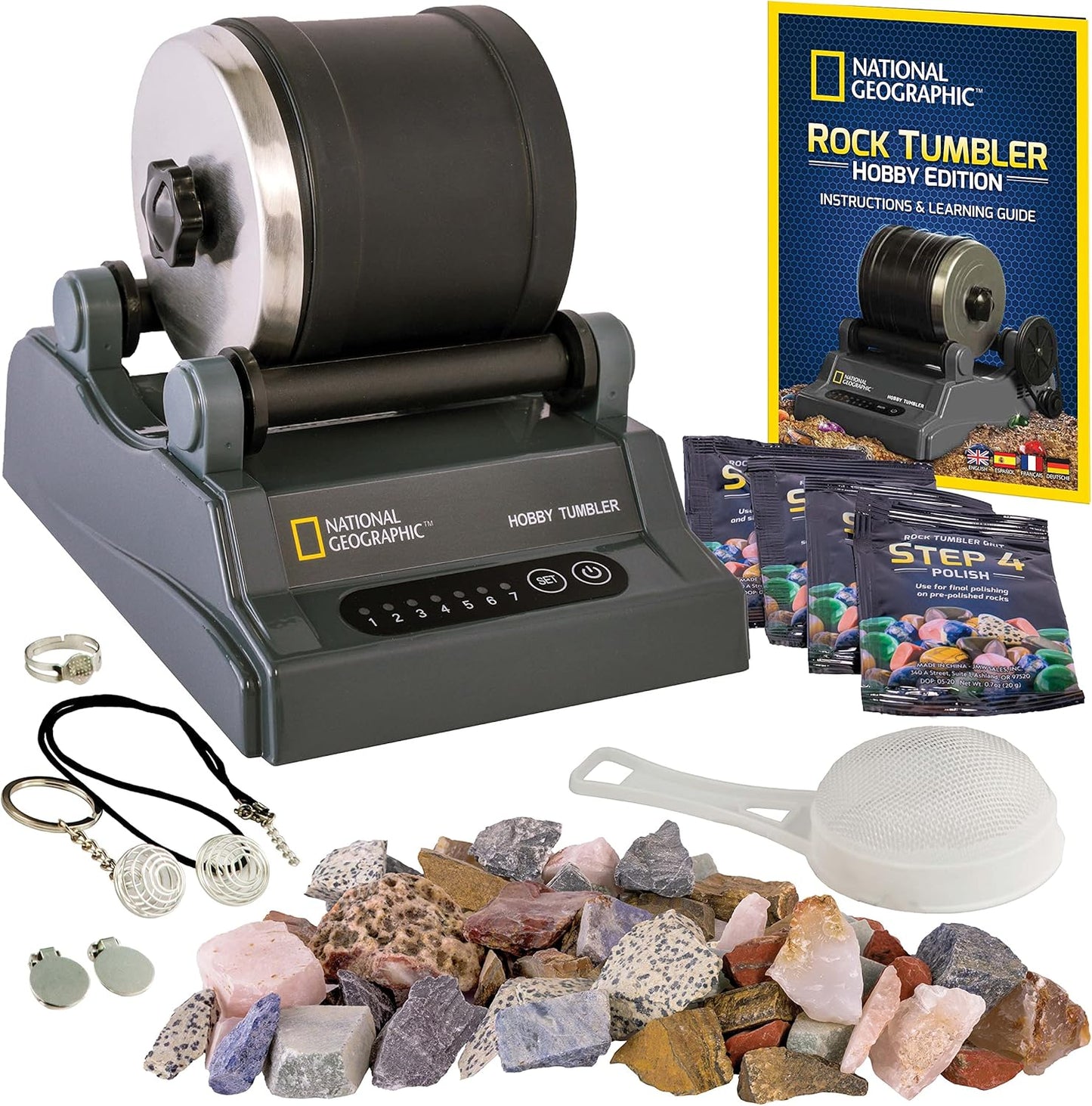 National Geographic Rock Tumbler Kit for Gemstone Polishing Fun