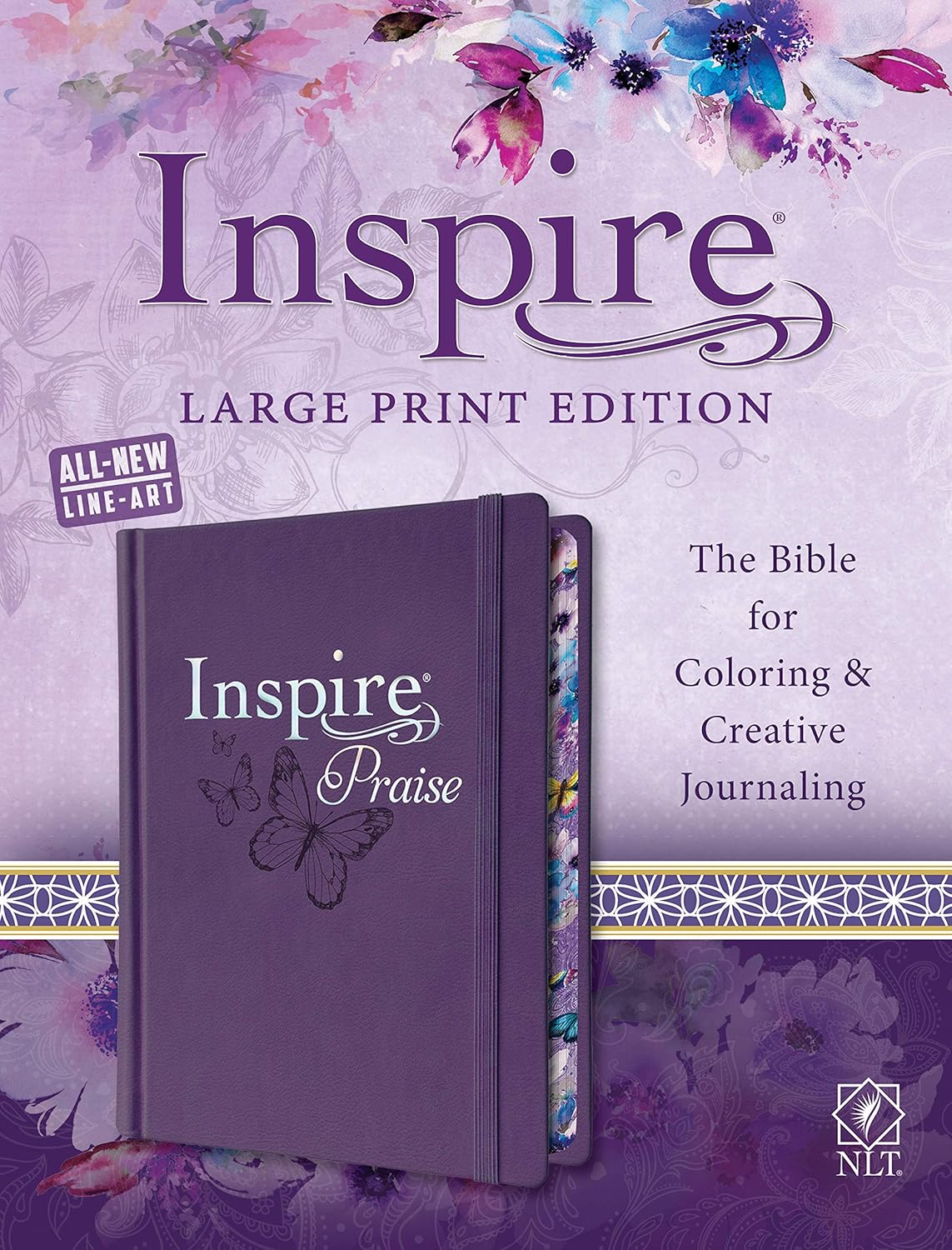 Tyndale NLT Inspire PRAISE Bible: Large Print Coloring Edition