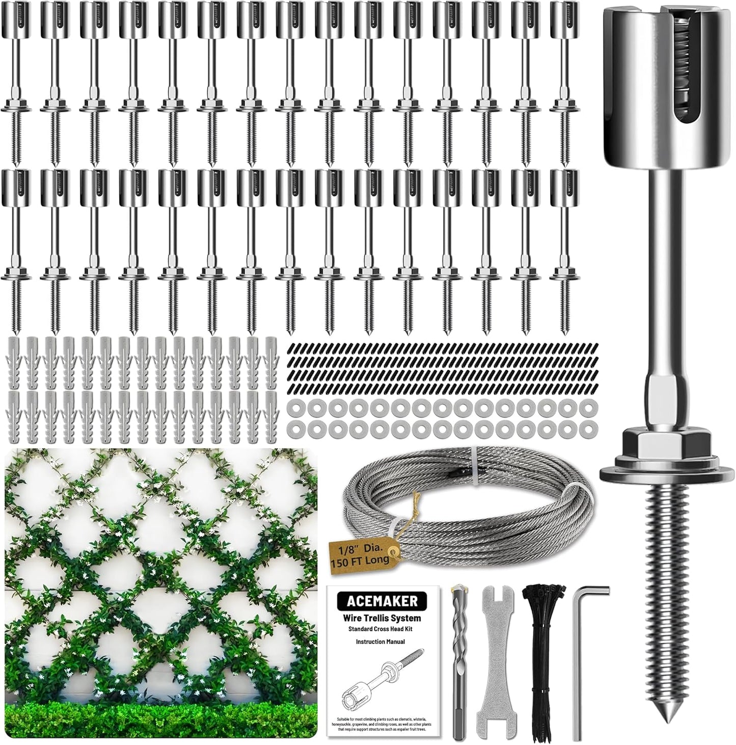 Wire Trellis for Climbing Plants Outdoor - 30-Set Kit for DIY