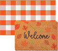 Fall Coir Doormat Set with Pumpkin and Buffalo Plaid - Layered Porch