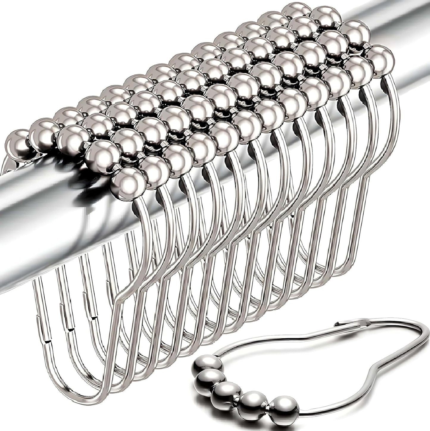 KEMSHIRE Rust-Proof Shower Curtain Hooks