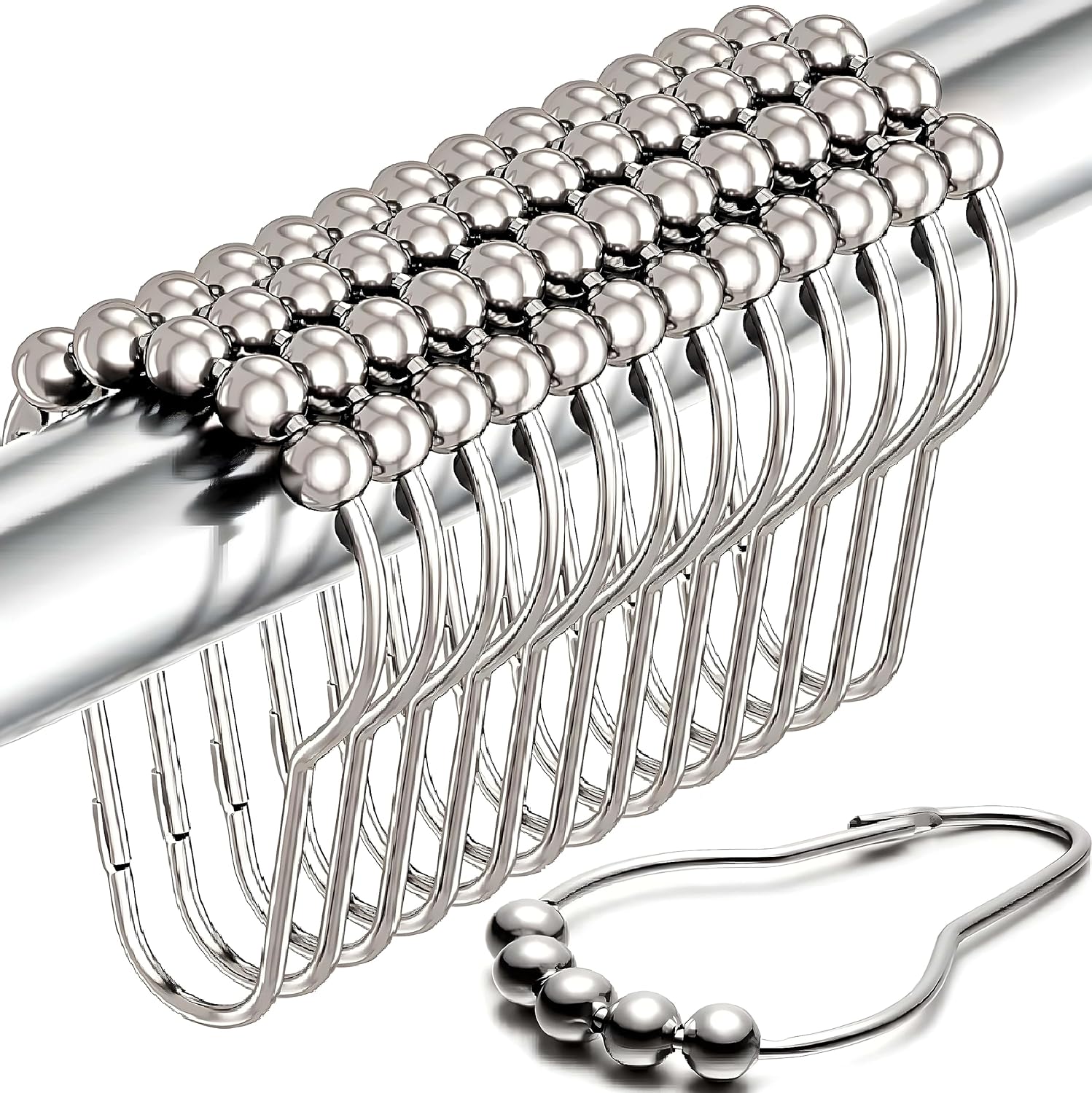 KEMSHIRE Rust-Proof Shower Curtain Hooks