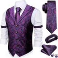 Stylish Mens Silk Lapel Vest Tie Sleeve Holder Set for Weddings