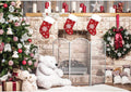 10x8ft Christmas Fireplace Backdrop for Photography - Photo Party