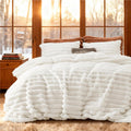 Bedsure Faux Fur Duvet Cover Queen Size - Cozy White Shaggy Set