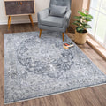 Bloom Rugs Caria Washable Non-Slip 9x12 Rug - Soft Gray and Dark Blue