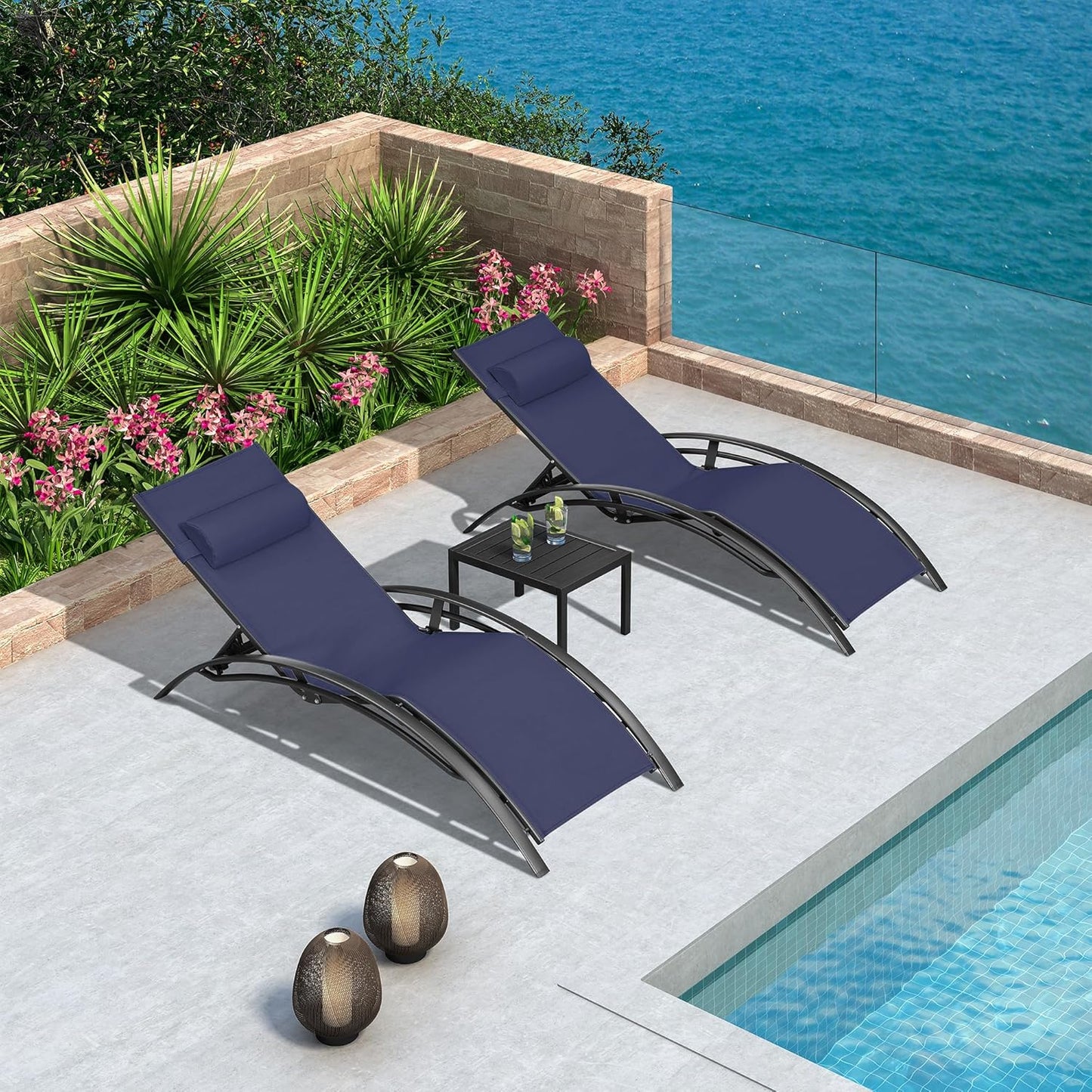 PURPLE LEAF Patio Chaise Lounge Set for Outdoor Relaxation