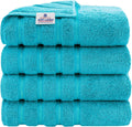 American Soft Linen Luxury 4 Piece Bath Towel Set - 27x54 in Aqua Blue