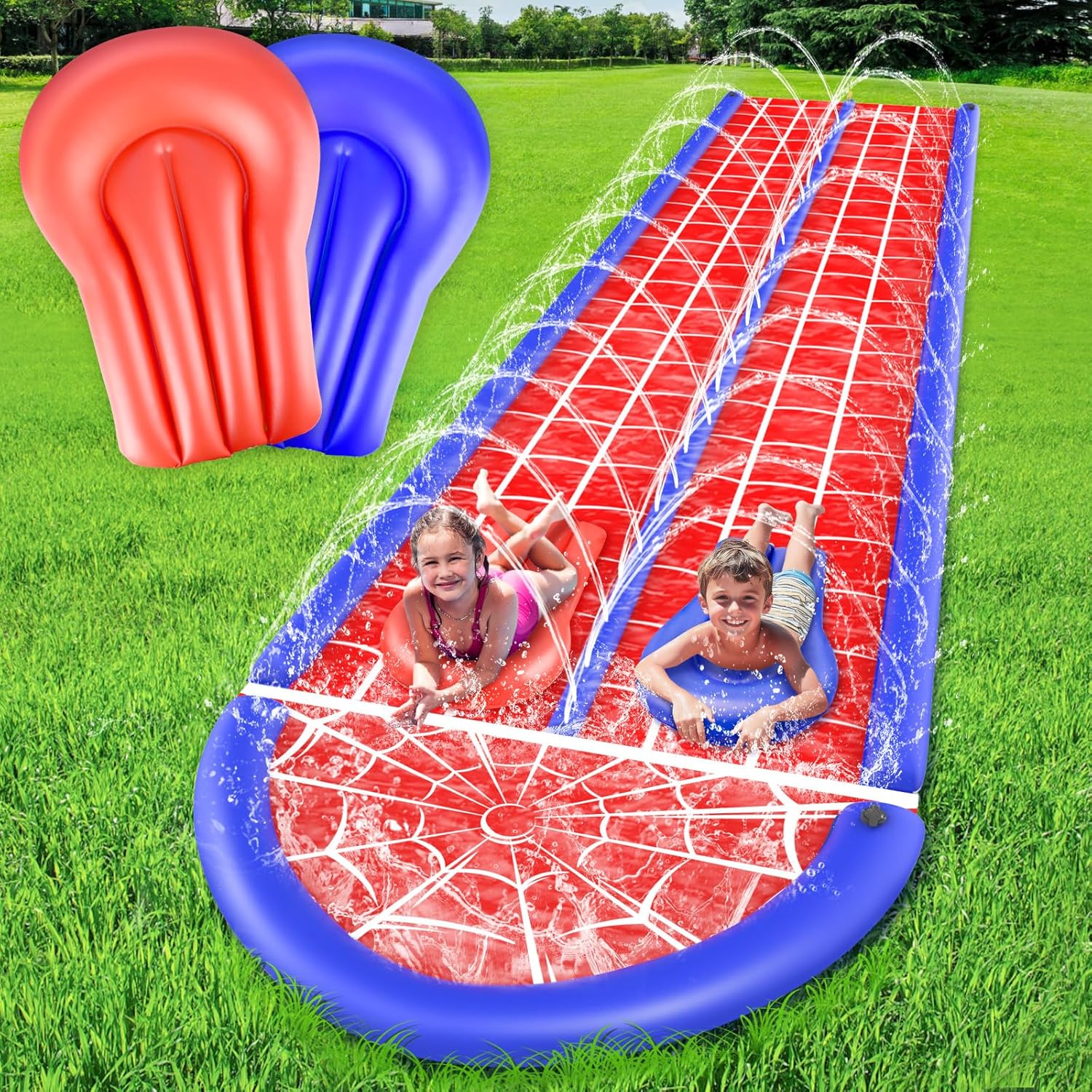 30Ft Slip Water Slide with Bodyboards for Summer Fun