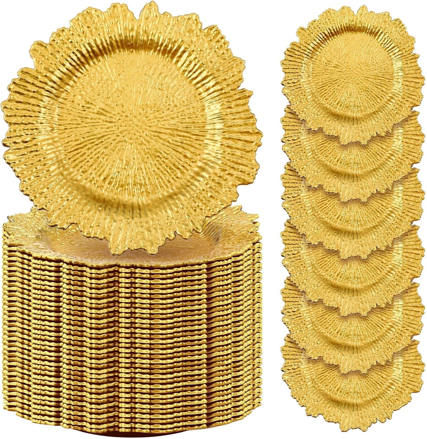 Tanlade 100 Pcs Gold Reef Charger Plates for Events