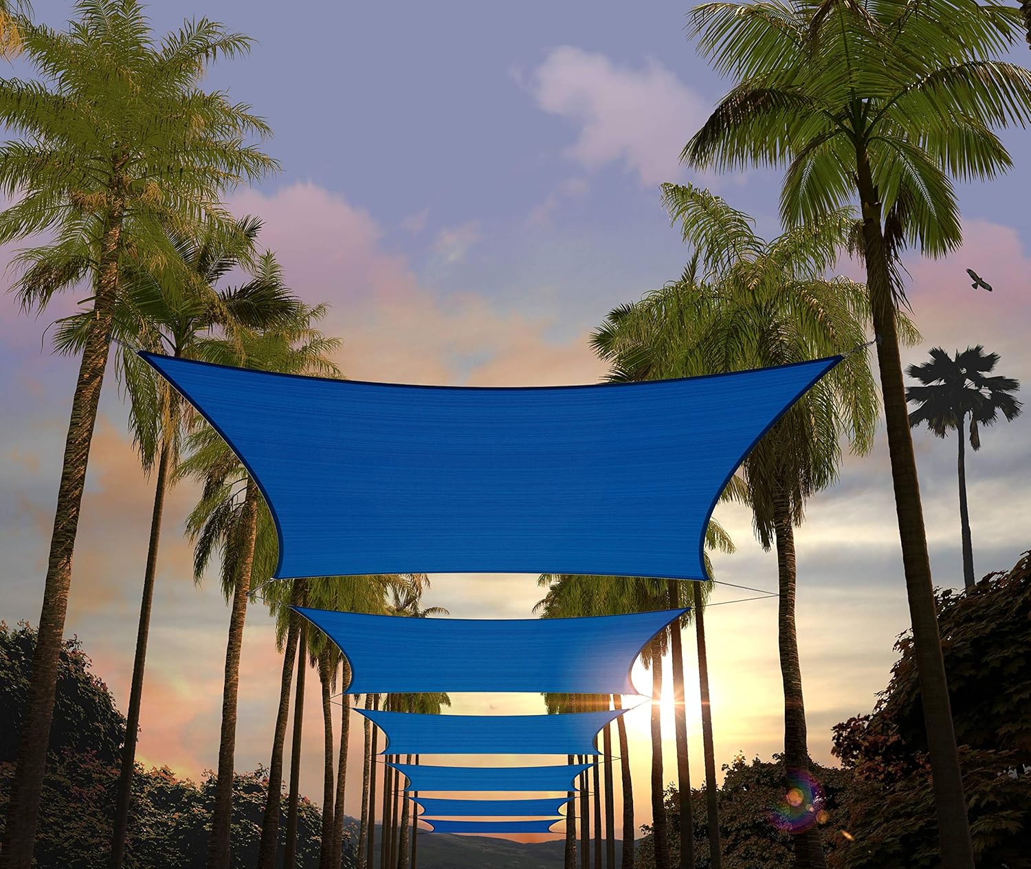 Custom Size Blue Rectangle Sun Shade Sail for Outdoor Spaces