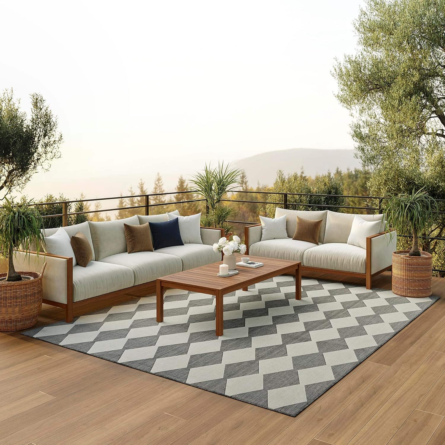 Nourison Home Positano Indoor/Outdoor Charcoal Area Rug 8ft x 10ft