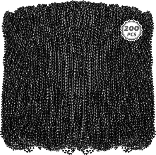 200PCS Mardi Gras Beads - Perfect Black Bead Necklace for Parties