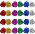 60 Pcs Cheerleading Pom Poms Bulk Set - Bright Metallic Pom Poms