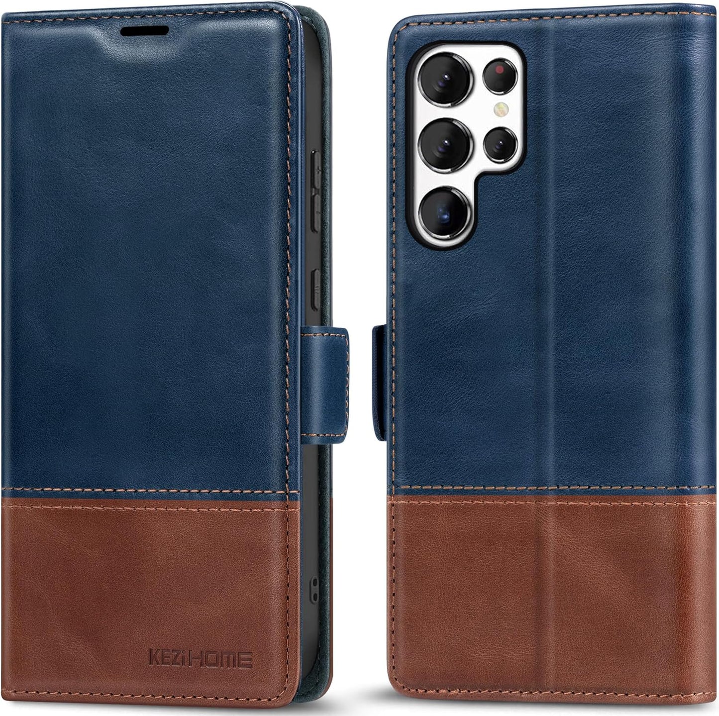 KEZiHOME Galaxy S25 Ultra Case: Genuine Leather Wallet Cover