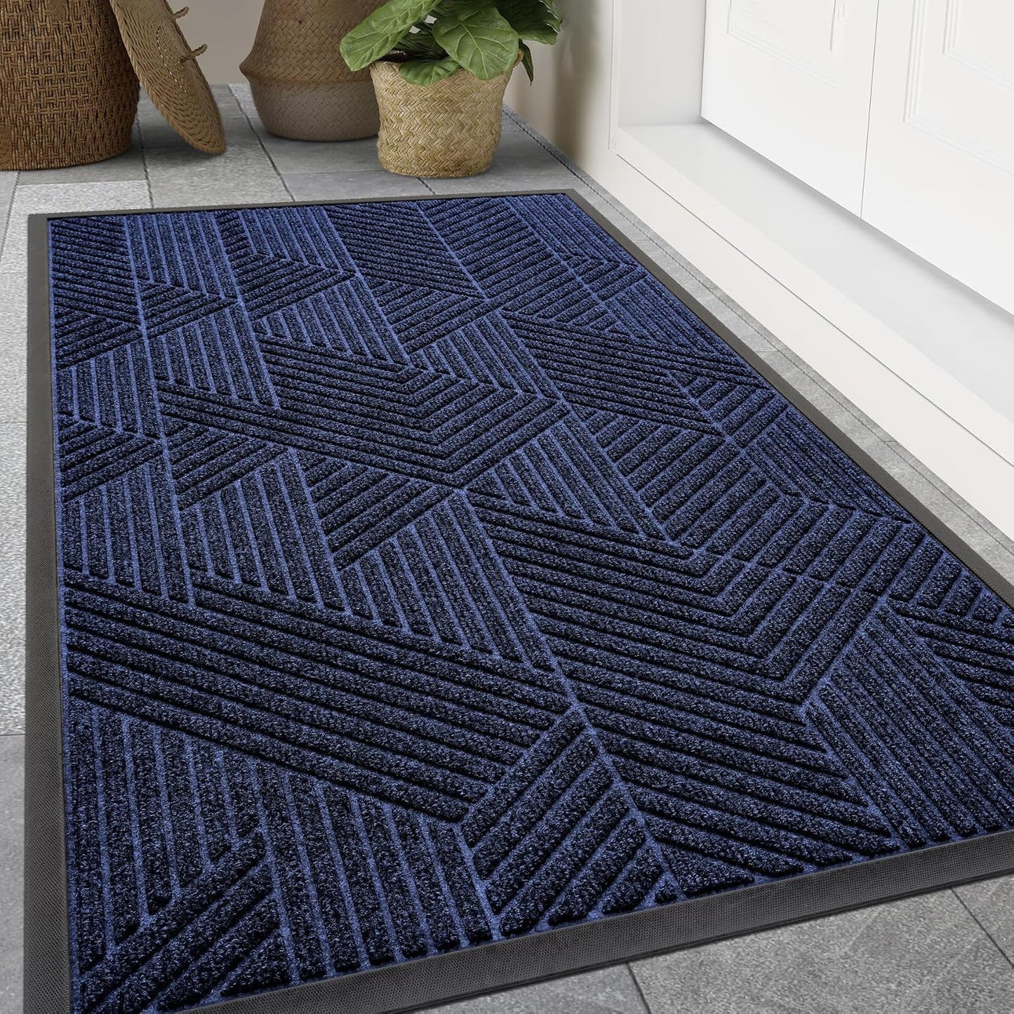 Smiry Heavy Duty Natural Rubber Doormat for Indoor Outdoor Use