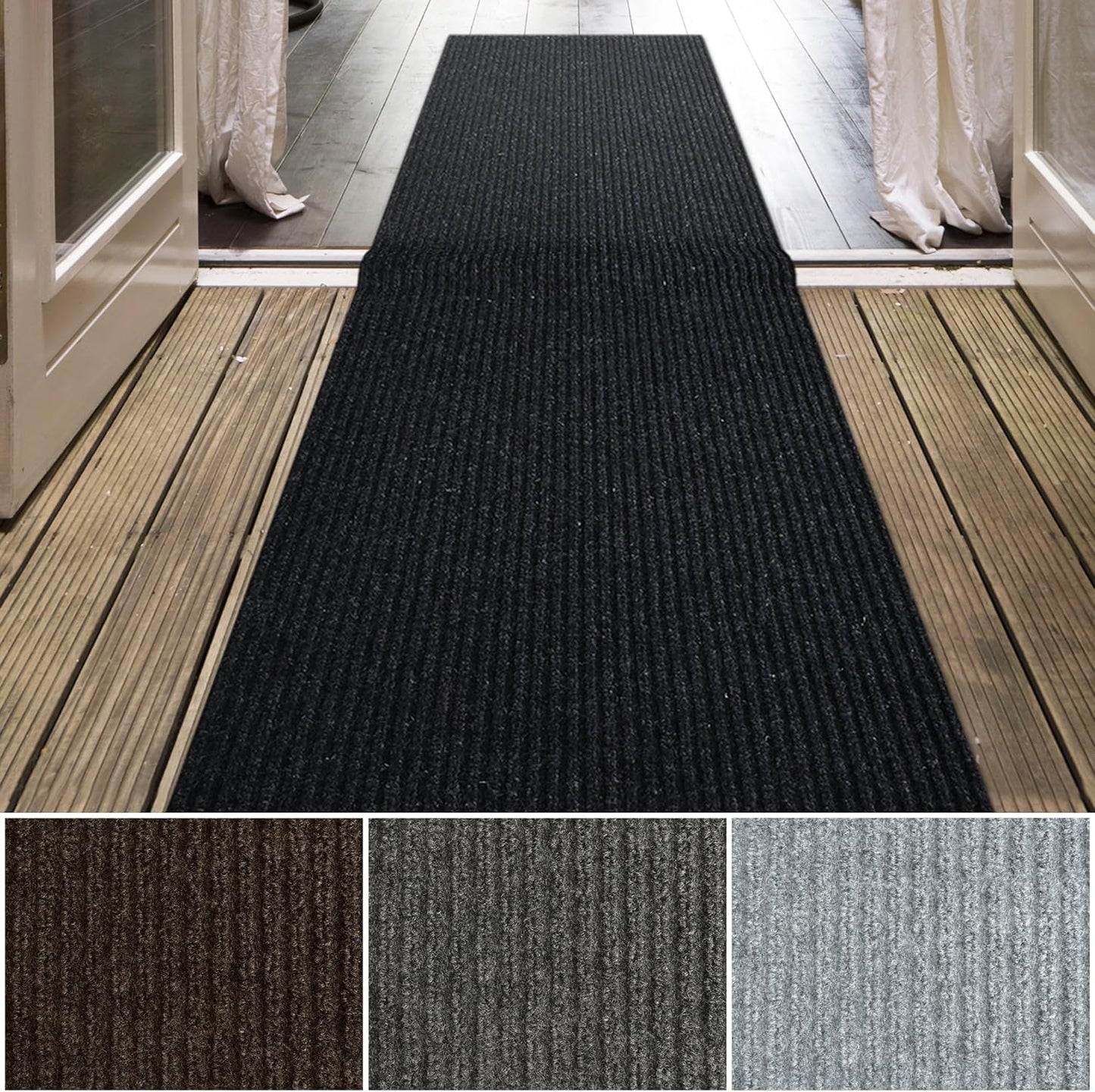iCustomRug Ribbed Hallway Runner - Durable Non-Slip Utility Rug