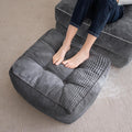 Square Stuffed Pouf Ottoman - Corduroy Footstool with Foam Filling