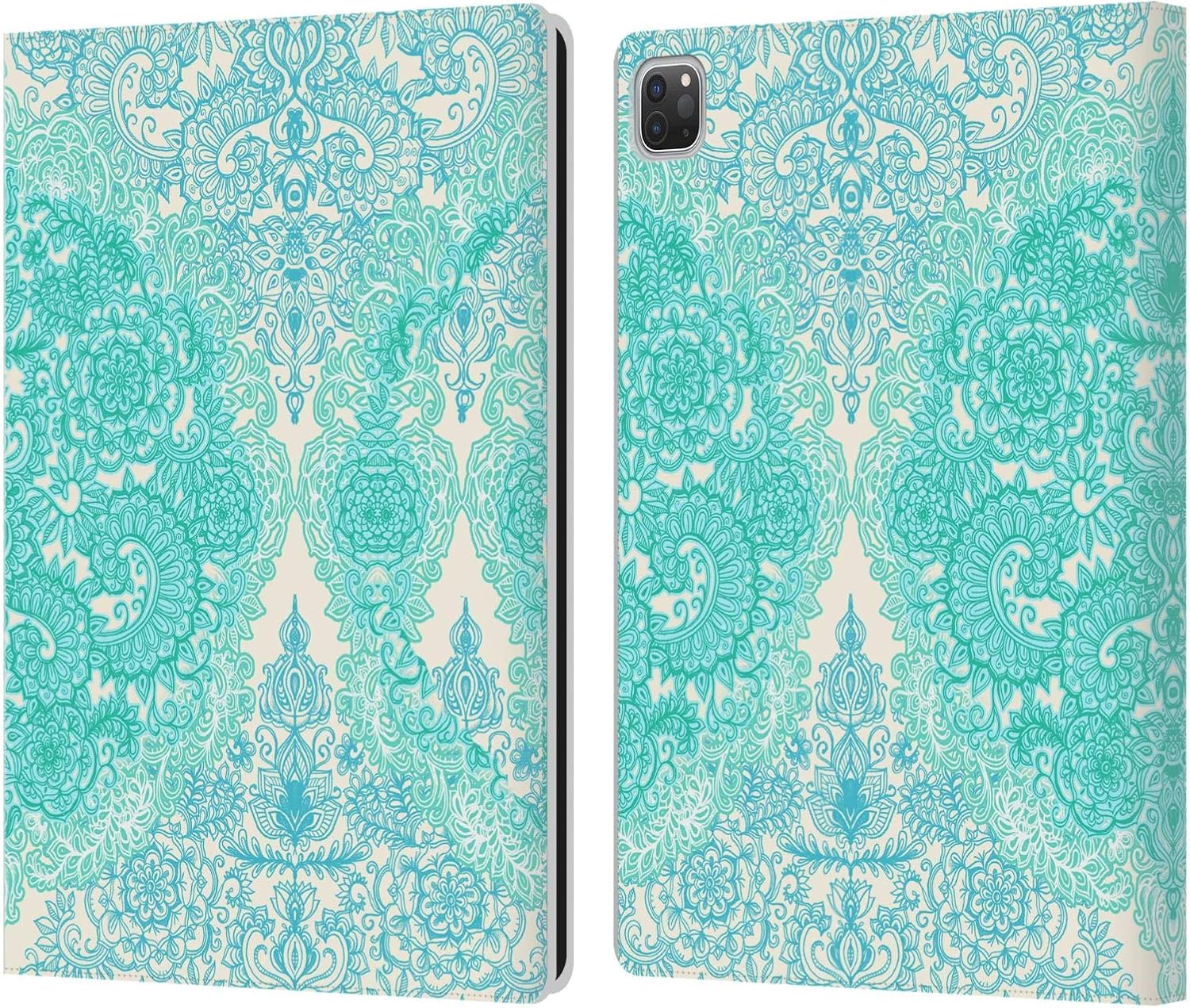 Micklyn Le Feuvre Mint Green Floral Leather Wallet Case for iPad Pro