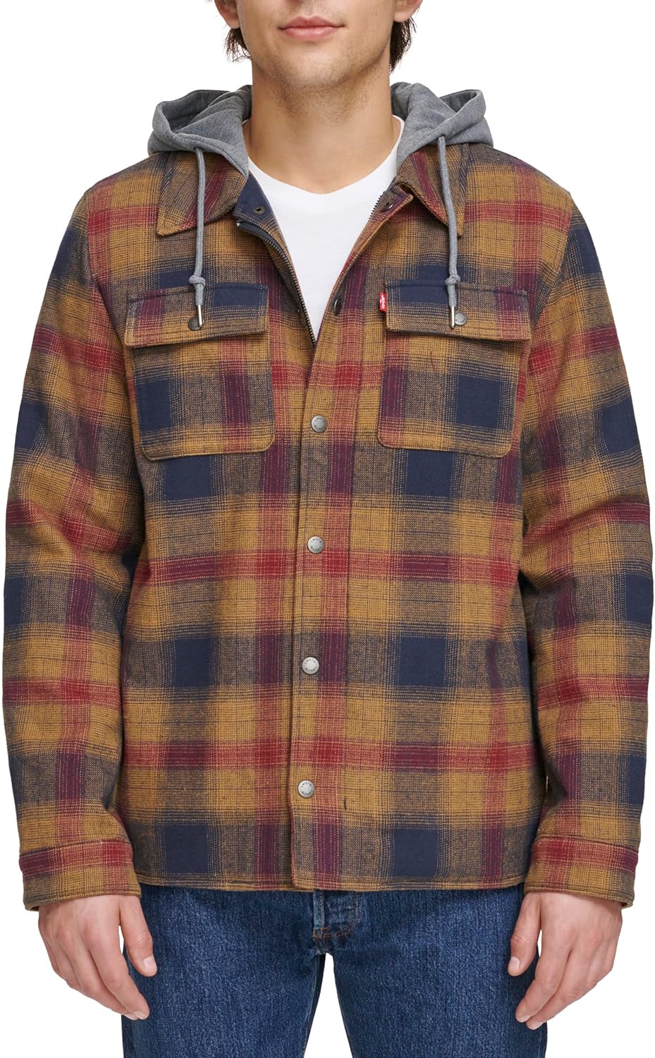 Levi's Plaid Sherpa Lined Hooded Shirt Jacket for Men