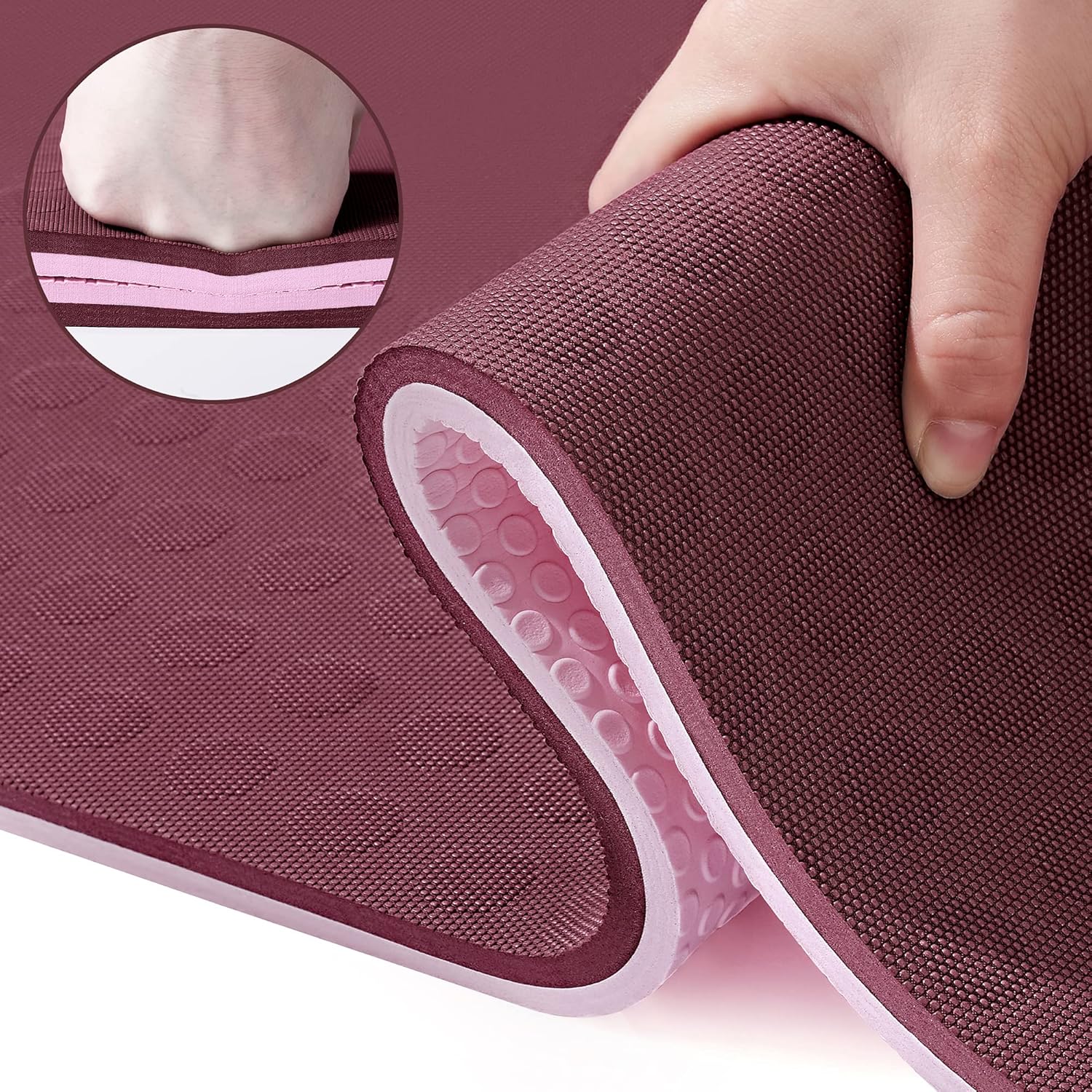 JELS Extra Thick Yoga Mat - 3D Non Slip Design, SGS Certified TPE, Carrying Strap - Ultimate Comfort!