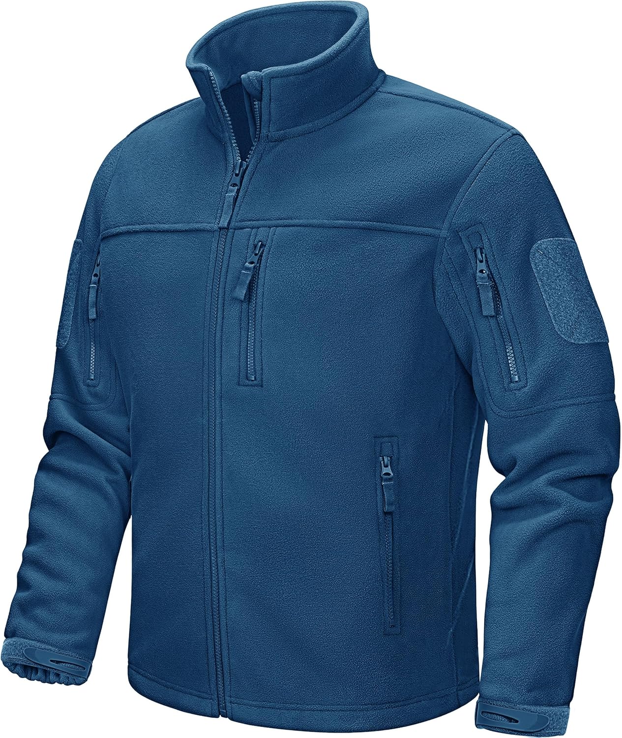 CRYSULLY Men's Fleece Jacket: Tactical Full-Zip Coat with Pockets