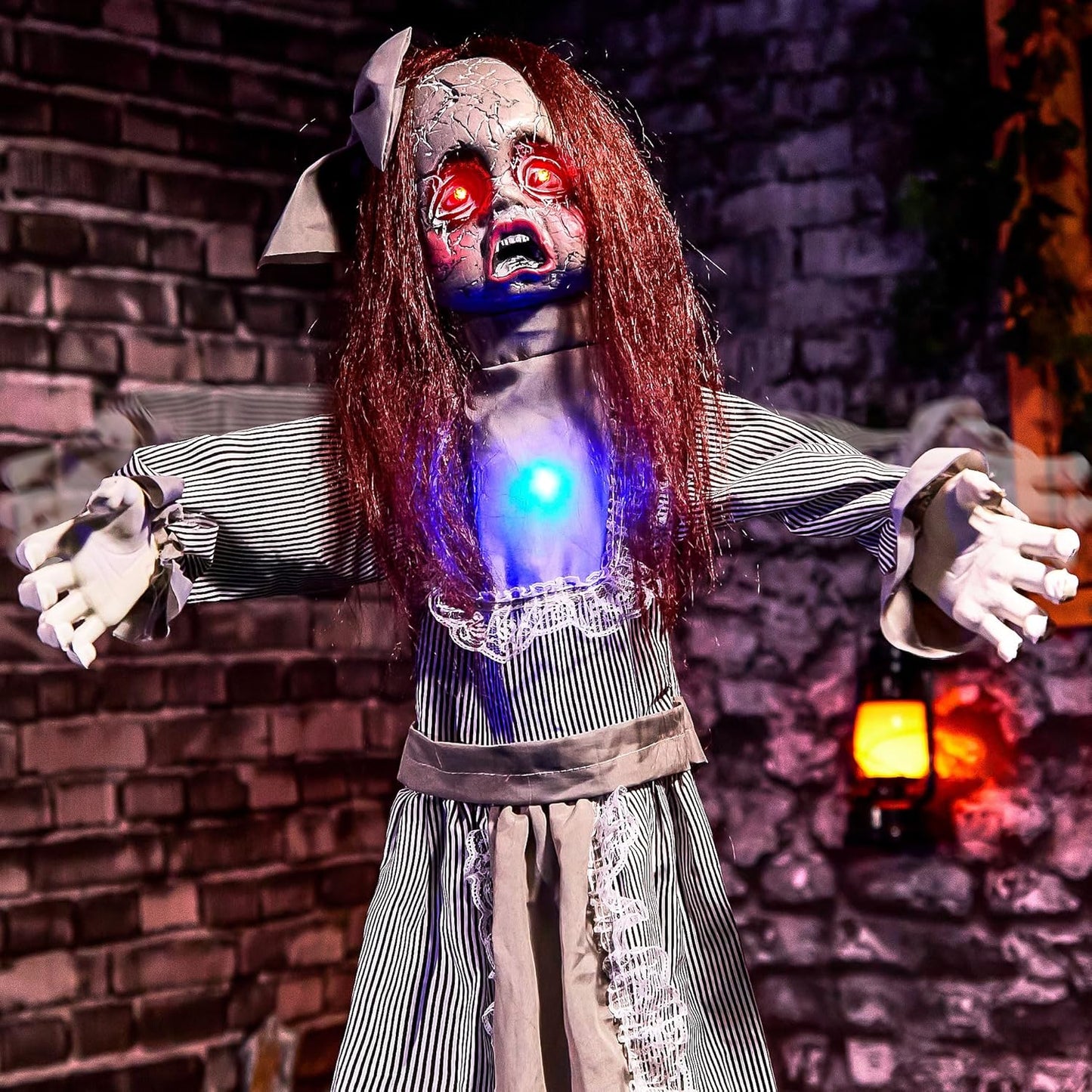 Creepy 4ft Animated Doll Decoration for Spooky Halloween Fun