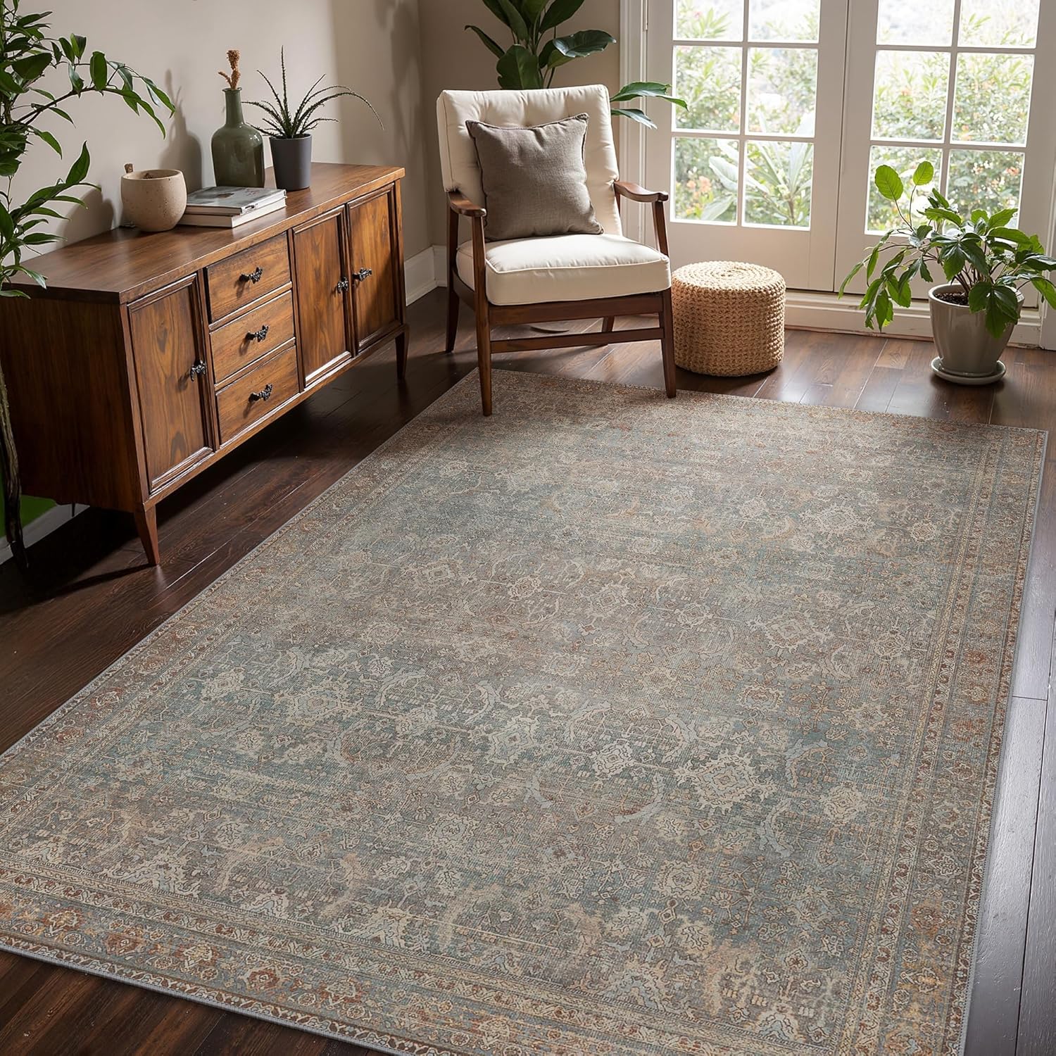 8x10 Area Rug Machine Washable Boho Rug for Living Room