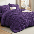 Bedsure King Size Comforter Set Purple - 7-Piece Pintuck Bedding