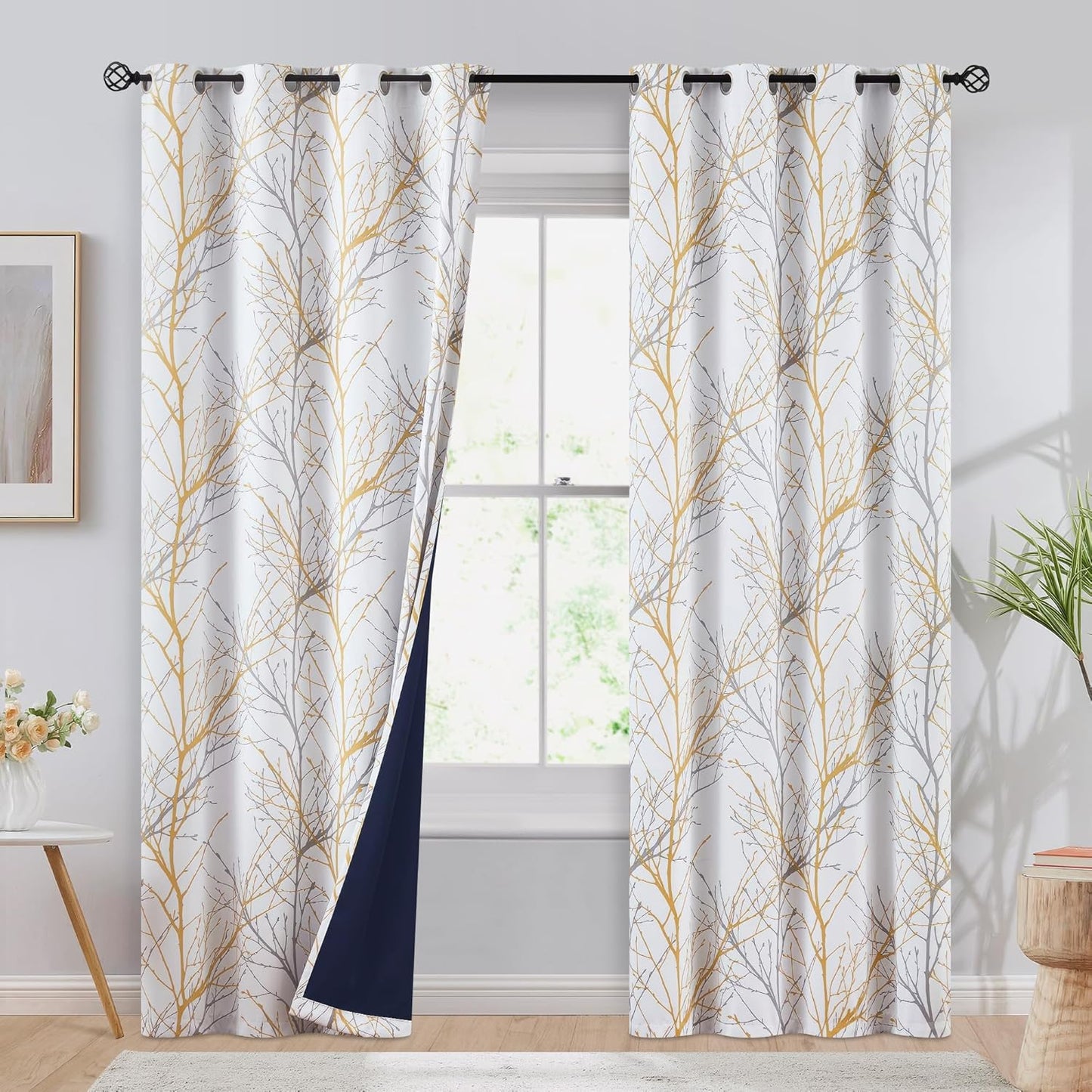 FMFUNCTEX 100% Blackout Curtains for Bedroom and Living Room