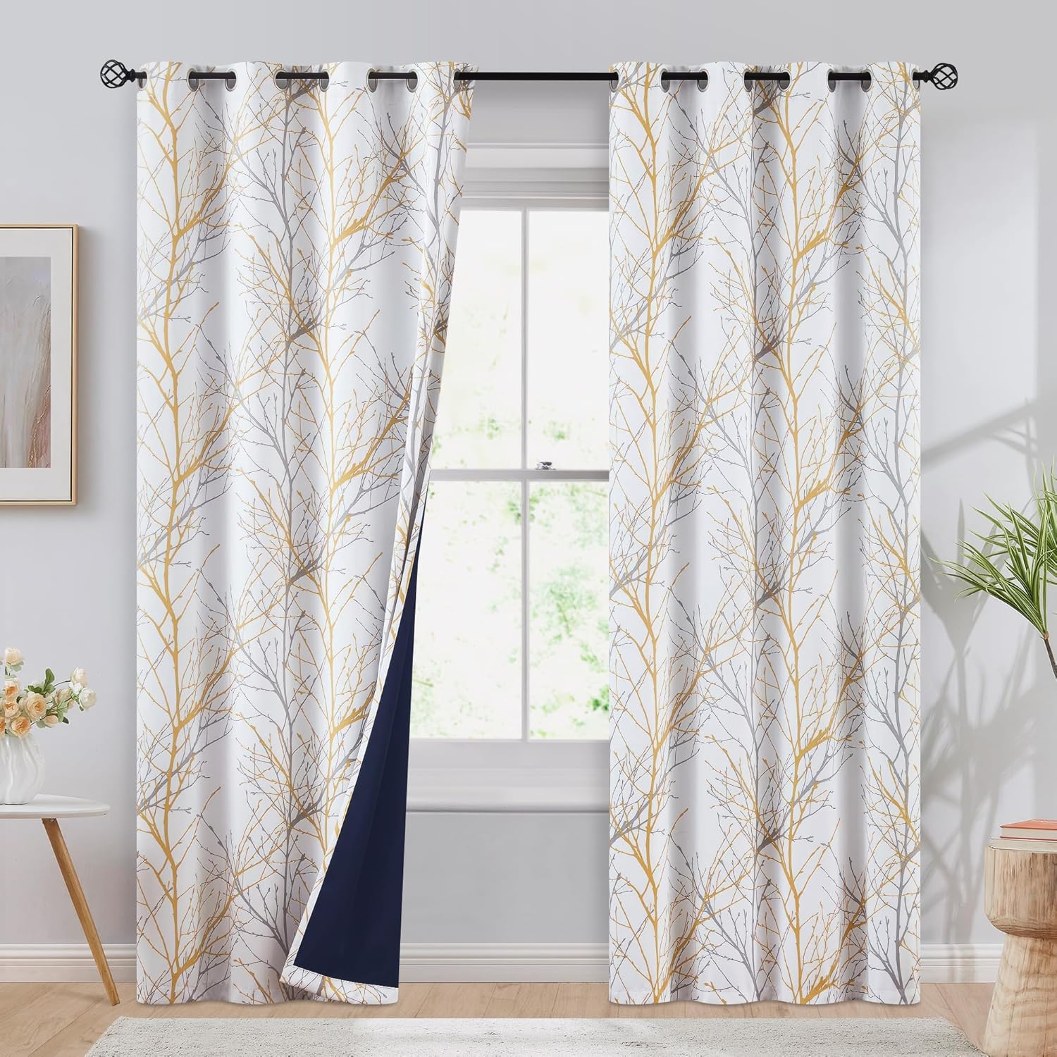 FMFUNCTEX 100% Blackout Curtains for Bedroom and Living Room