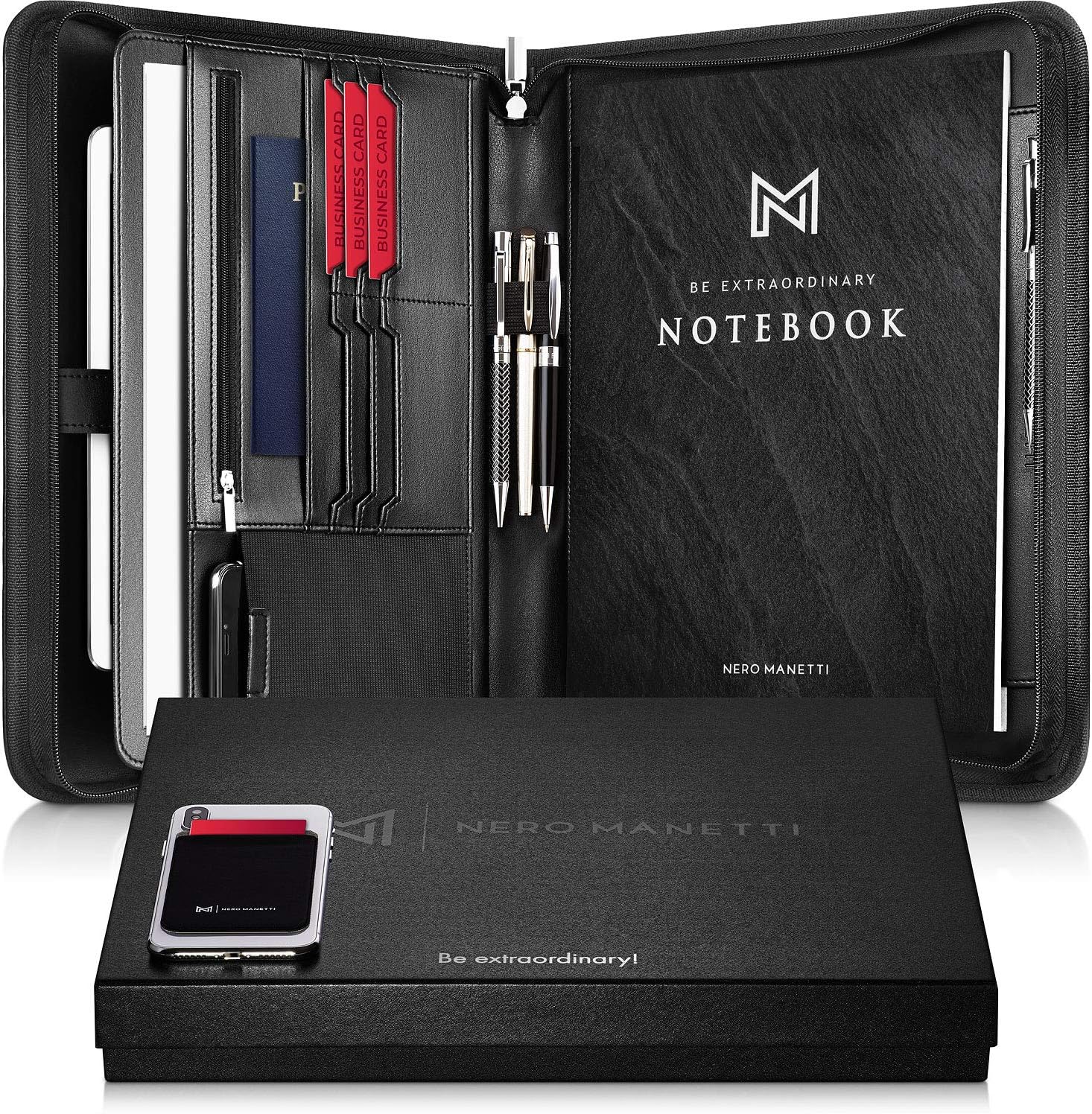 Zippered Vegan Leather Padfolio for Professionals and Students