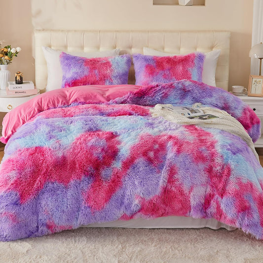 EMME Luxury Fuzzy Duvet Cover Set King Size for Cozy Comfort