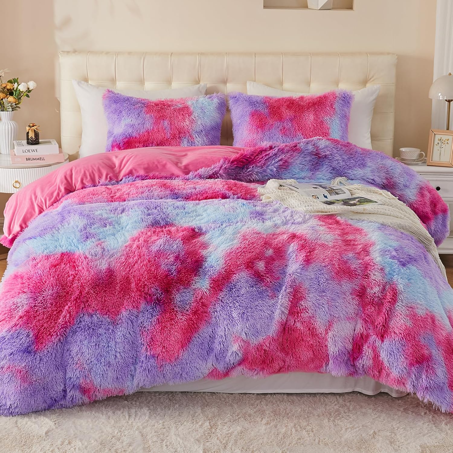 EMME Luxury Fuzzy Duvet Cover Set for Twin Bed - Plush Comfort