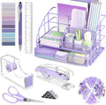 Purple Desk Organizers and Accessories - Stylish Mesh & Acrylic Set
