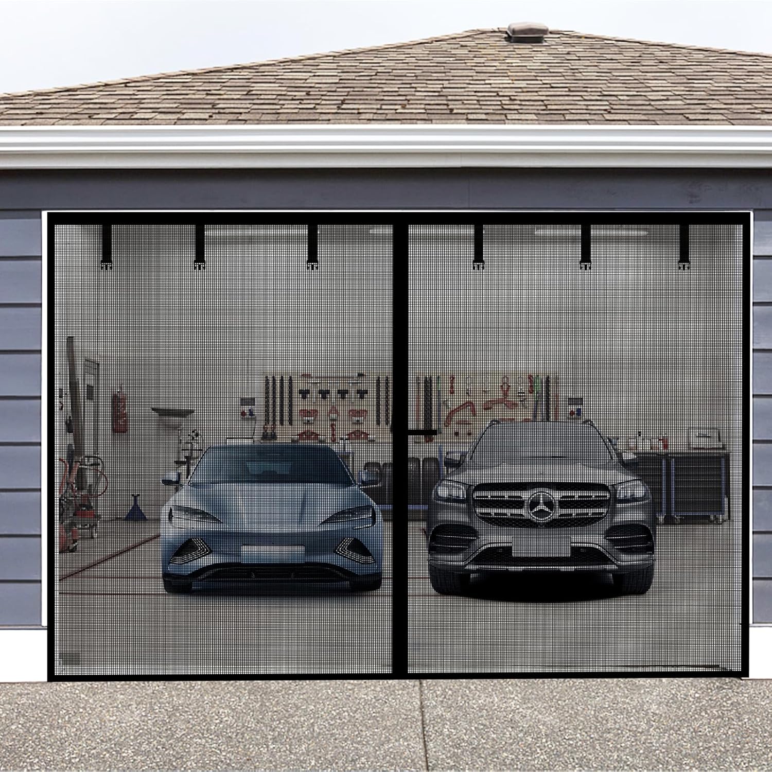 Magnetic Garage Screen Door for 2 Car Garage - 16x7FT Size