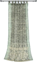 Moss Green Light-Filtering Sari Curtains 84L x 42W - Boho Sheer Panel