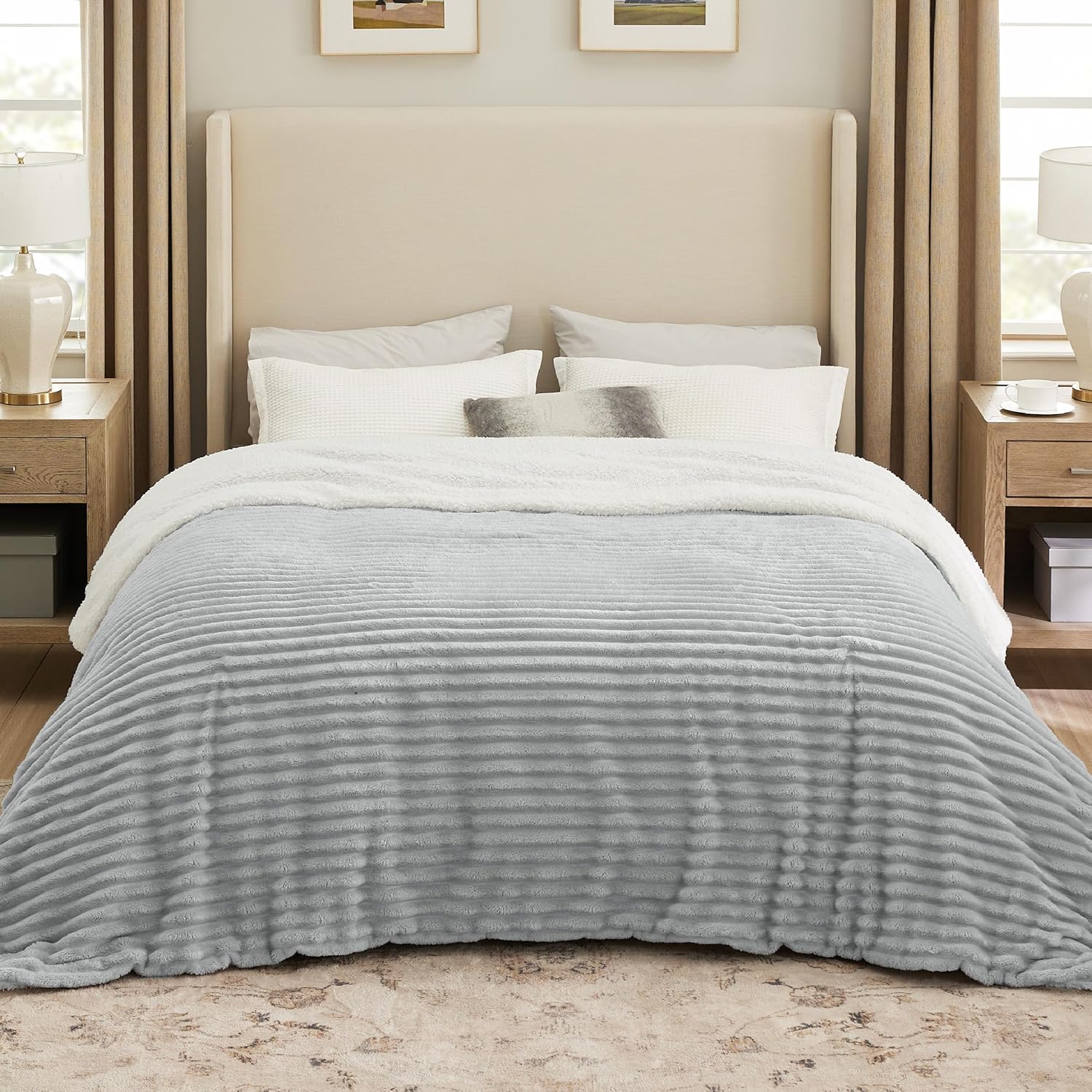 Bedsure Sherpa Blanket Queen Size - Super Soft Cozy Fleece