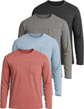 Men's Performance Dry-Fit Long Sleeve Pocket Tee Shirt Set of 4