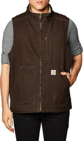 Carhartt Men's Washed Duck Mock Neck Vest - Sherpa Lined Map