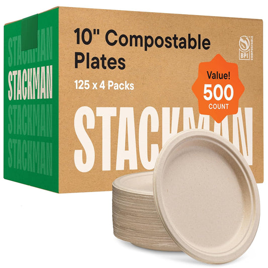100% Compostable Paper Plates 10 Inch Bulk for Eco-Friendly Dining