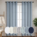 Light Blue Linen Curtains 102 in Long 2 Panel Set - Semi Sheer Privacy