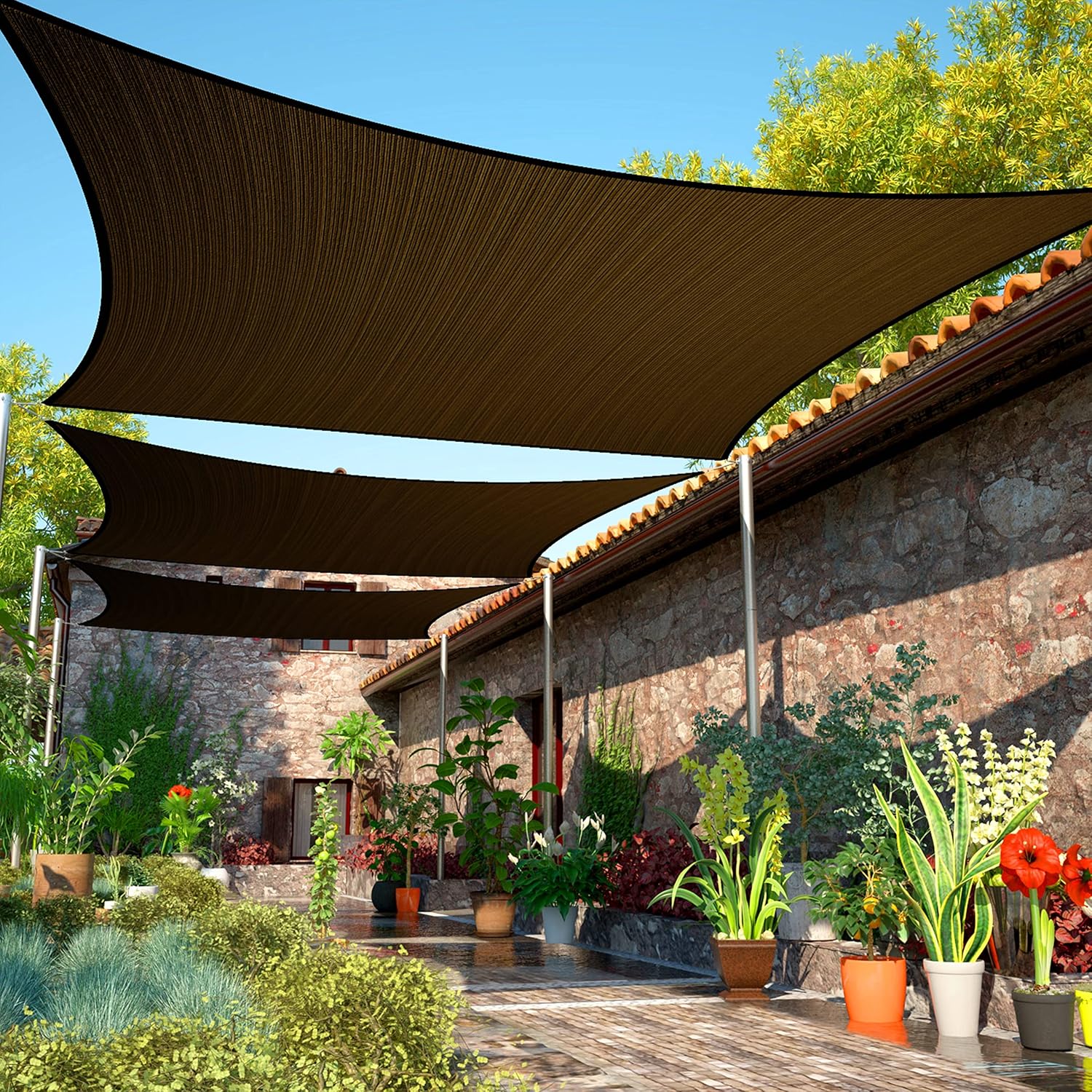 Rectangle 9ft x 24ft Brown Sun Shade Sail for Outdoor Spaces