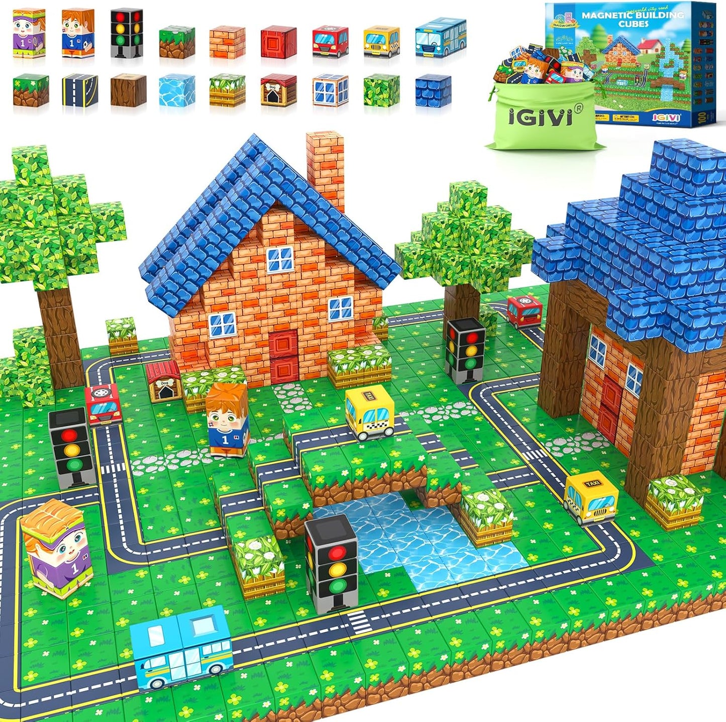 100PCS Magnetic Blocks Road Set - Creative Kids Games for Fun