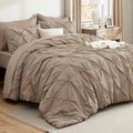 Bedsure California King Comforter Set Khaki - Soft Pinch Pleat Bedding