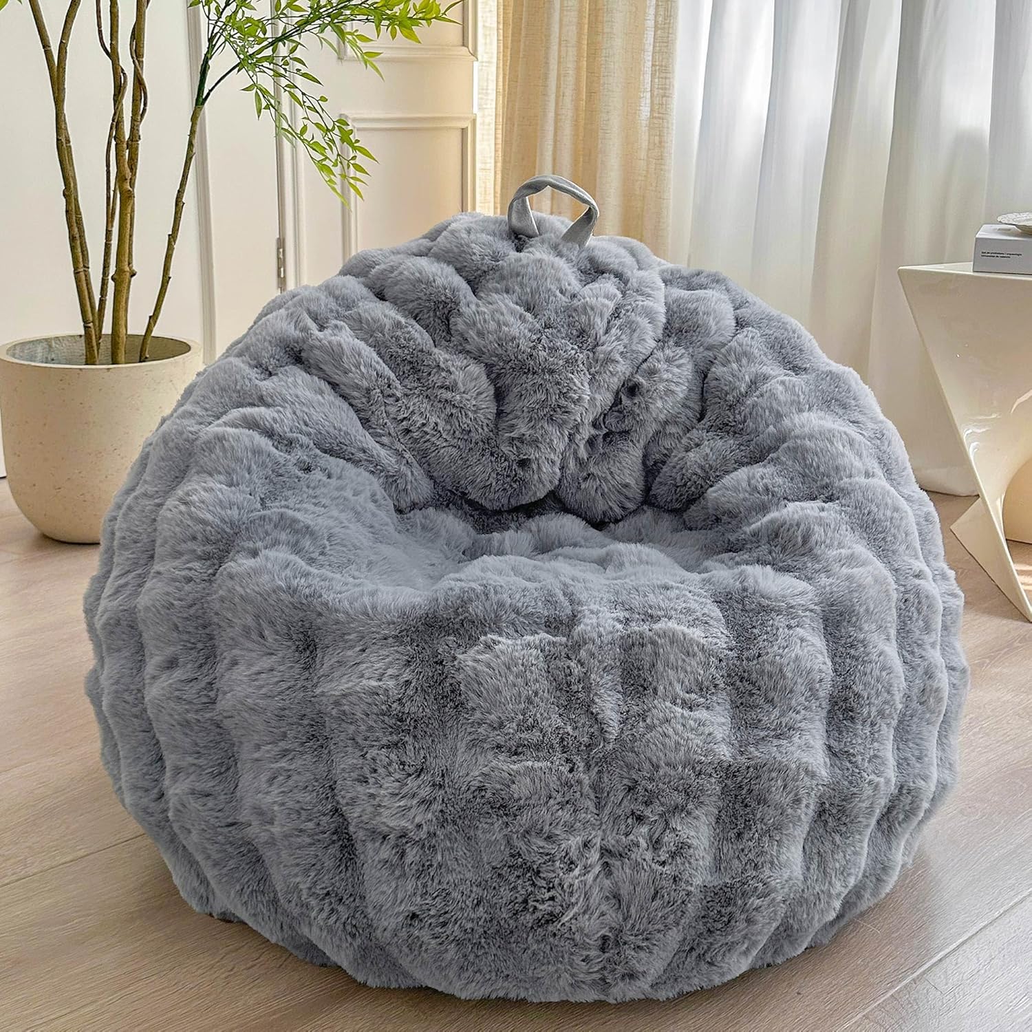 LIFEREVO Fluffy Faux Rabbit Fur Bean Bag Cover for Comfort